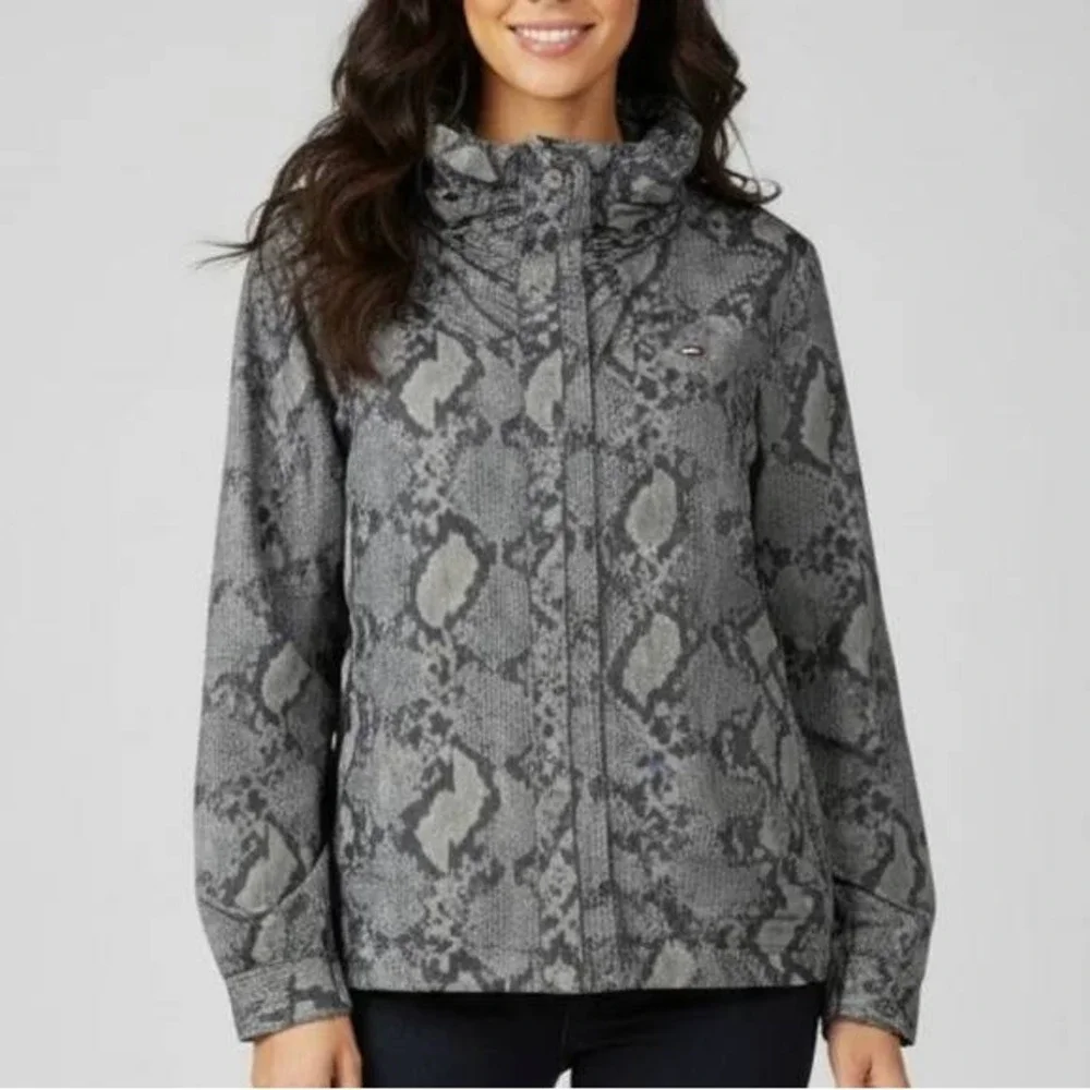 St John‎ Gray Snakeskin Print Utility Jacket Sport Gray S Windbreaker Anorak